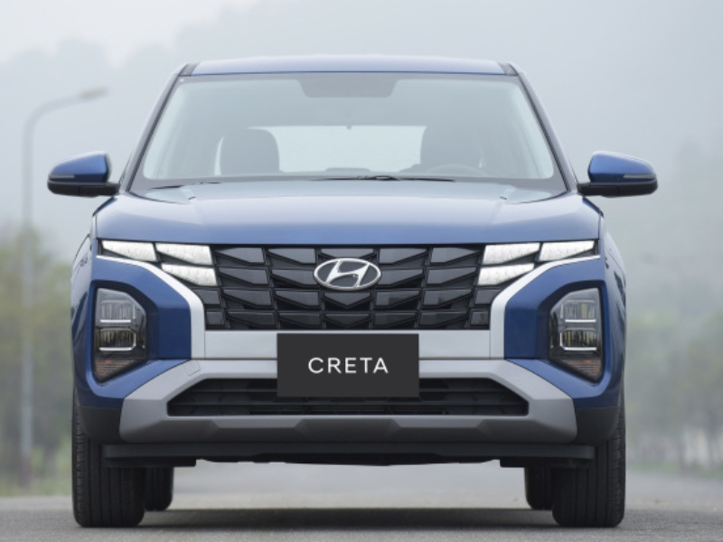 Đầu xe Hyundai creta thiết kế cụm lưới tản nhiệt mở rộng, không viền